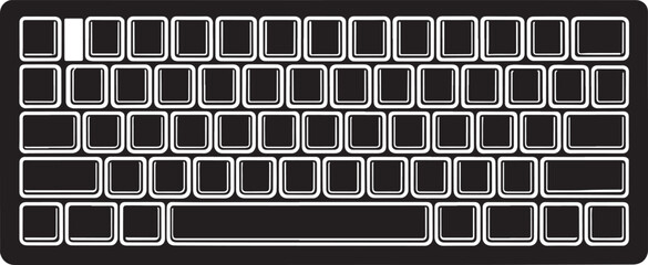 Poster - Black keyboard silhouette with white keys computer technology