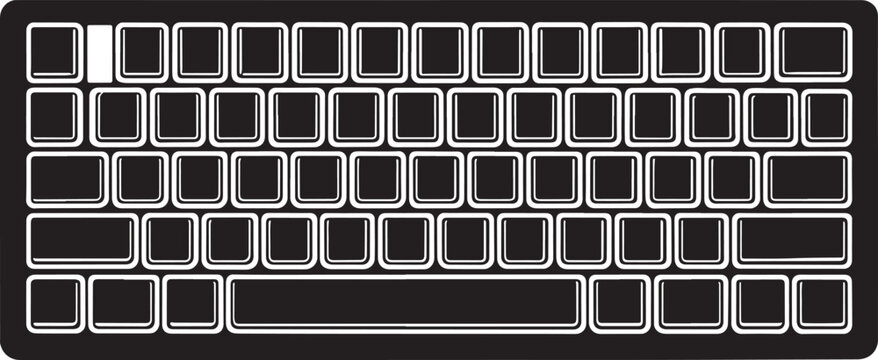 Black keyboard silhouette with white keys computer technology