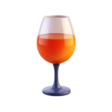 A stylized rendering of a wine glass filled with an orange liquid against on transparent background