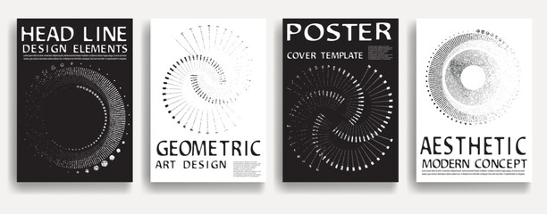 Poster - Modern posters with grunge shapes. Vector design composition with various geometric shapes . Abstract contemporary art . Vector art ideal for media, ads, covers, brochures, banners. Black and white. 