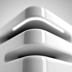 Fototapete - 3D Render of Glossy White Geometric Shapes