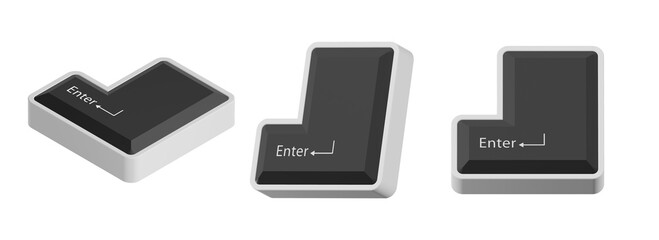 Fototapete - 3d Large Enter Key Button from Computer Keyboard isolated on transparent background