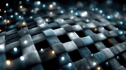 Fototapete - Abstract Mesh Pattern with Smooth Gradient and Glowing Lights