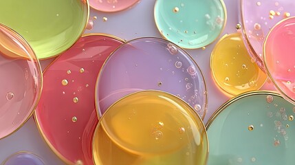 Fototapete - Pastel Glossy Circles with Gold Accents