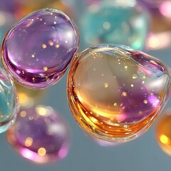 Fototapete - Pastel Holographic Blobs Abstract Background