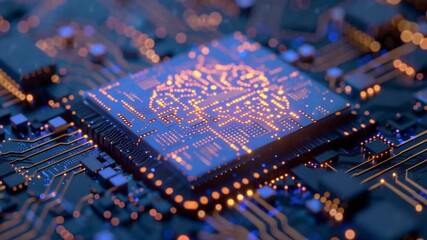 Poster - Close-up of a circuit board with glowing components