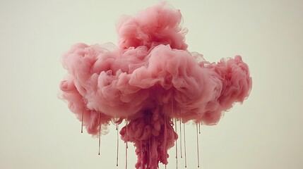 Poster - A Fluffy Pink Cloud With Dripping Elements Is Displayed