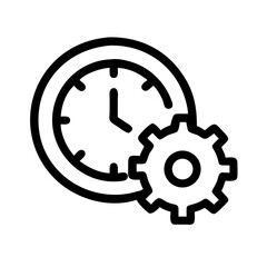 Poster - Time management productivity icon vector clock and gear symbol for business efficiency and workflow automation
