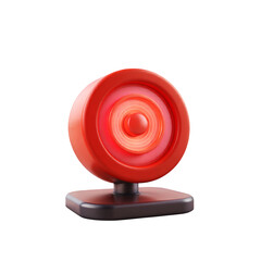 Poster - A red circular object with concentric circles on a dark gray base on transparent background