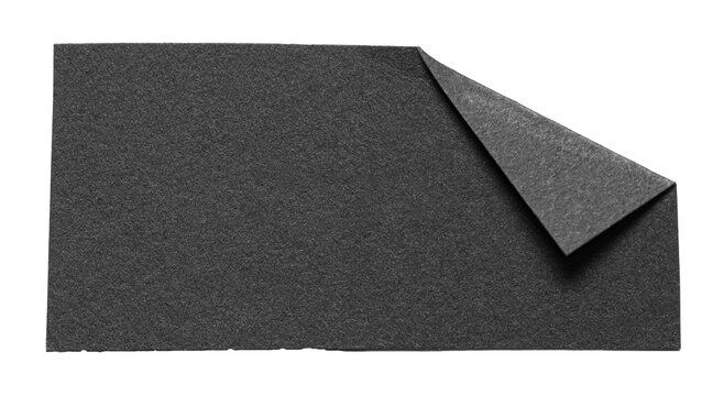 Black isolated cut out blank paper note cardboard with folded corner dog-ear earmark and copy space for text, transparent png background design element