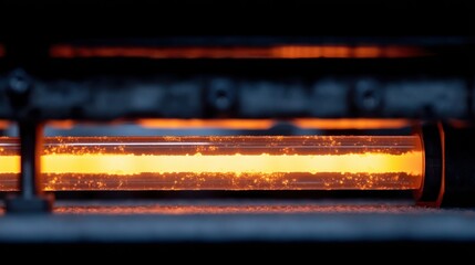 Poster - Molten polymer flows through a heated transparent tube, showcasing the precise temperature control of a coextruder, ensuring material integrity during the manufacturing process