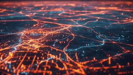 Poster - Abstract city map at night