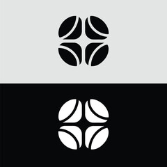 Poster - A modern abstract geometric logo design featuring a circular pattern with curved shapes in black and white