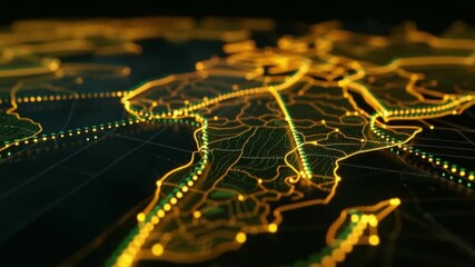 Poster - Interactive world map with glowing lines