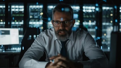 Poster - Focused businessman in a server room