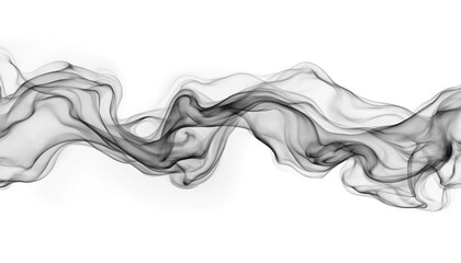 Poster - Abstract grey smoke swirls on white background. Ethereal, serene, dreamy fluid movement creates elegant, stylish, modern monochrome design. Subtle organic shapes for wallpaper, texture, art.