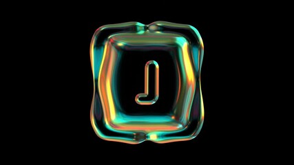 Poster - Alphabet letter J Glowing With Holographic Colors Against A Black Background