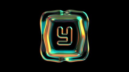 Poster - Alphabet letter Y Glowing With Holographic Colors Against A Black Background