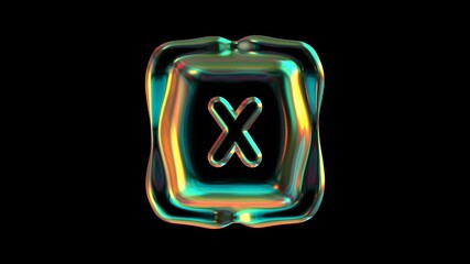 Poster - Alphabet letter X Glowing With Holographic Colors Against A Black Background