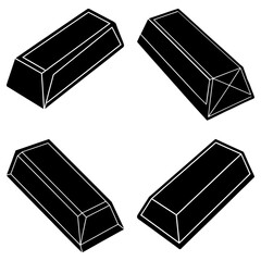 Poster - Four stylized black bars with white outlines arranged diagonally on a white background graphic design