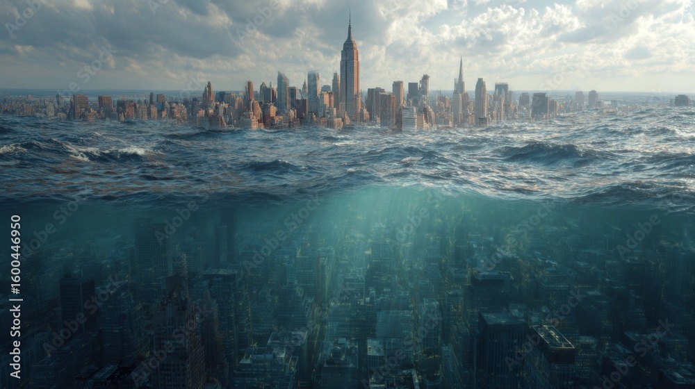 Foto de Stock Exploring the impact of rising sea levels on submerged ...