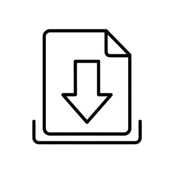 Simple Line Style Download File Arrow Sign Document Graphic Element