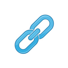 Poster - Solid blue chain link symbol representing connection and strength for technology, business, and digital concepts, conveying reliability and unity.