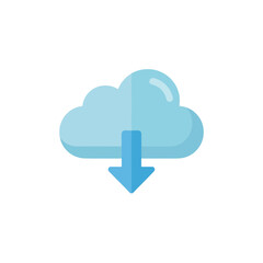 Poster - Download cloud data icon, representing digital information transfer and storage, perfect for tech and business concepts.