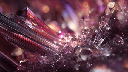 Poster - Intense laser beam interacts with crystal surface, creating mesmerizing thermal effects and intricate patterns at a molecular level, showcasing a dynamic interplay of light and matter