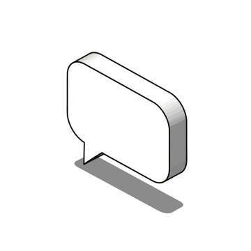 White speech bubble chat icon for communication and dialog illustration