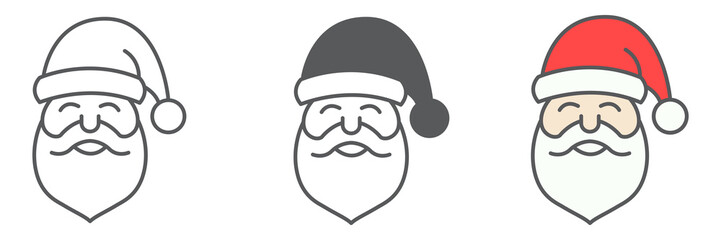 Poster - Santa Claus icon collection, merry christmas and xmas, new year sign vector set graphics, editable stroke linear icon, eps 10