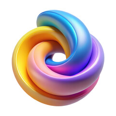 Poster - A vibrant abstract swirling knot of colorful smooth glossy material isolated on white background