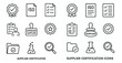 © Svitlana - Supplier certification icons set – outline, iso, approved supplier symbols