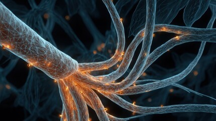 Poster - Complex network of interconnected neurons firing electrical signals and transmitting information through synapses, demonstrating the intricate workings of the nervous system