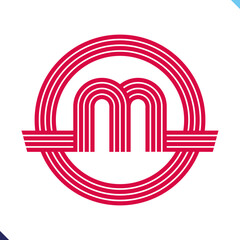 Poster - Parallel line monogram initial logo, combination of letter O and M. Idea and inspiration for branding, company and corporation name abbreviation. personal and commercial purpose.