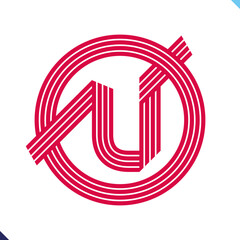 Poster - Parallel line monogram initial logo, combination of letter O and U. Idea and inspiration for branding, company and corporation name abbreviation. personal and commercial purpose.