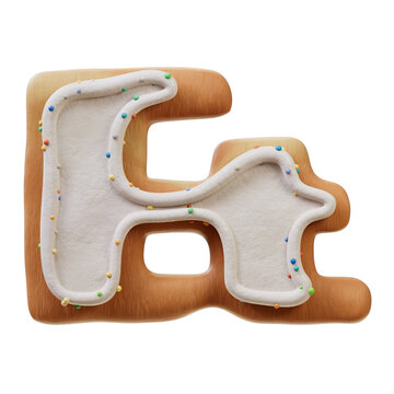 3D Font.Biscuit Donut Font Concept. Isometric Alphabet. Numbers And Letters. 3d rendering isolated on white background