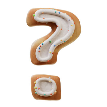 3D Font.Biscuit Donut Font Concept. Isometric Alphabet. Numbers And Letters. 3d rendering isolated on white background