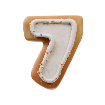3D Font.Biscuit Donut Font Concept. Isometric Alphabet. Numbers And Letters. 3d rendering isolated on white background