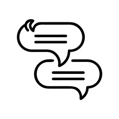 Poster - Two overlapping speech bubbles with horizontal lines inside representing dialogue and communication icon design