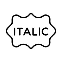 Poster - Italic text inside a wavy outlined shape with a white background and black outline design element here