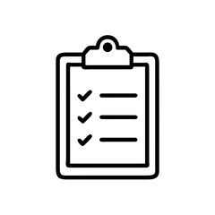 Poster - Clipboard with checklist showing three items marked as complete in a black and white graphic design