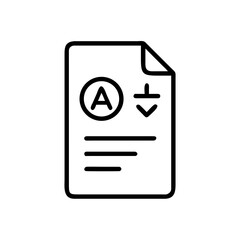 Poster - Document with a grade a and an arrow pointing down indicating a download in a simple line drawing style