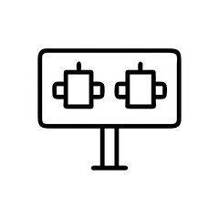 Poster - Billboard displaying two stylized coffee mugs with handles and steam in a minimalist outline design