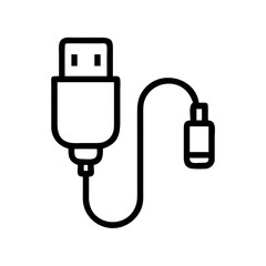 Poster - Illustration of a black outline usb cable with a rectangular connector and a smaller rectangular end design