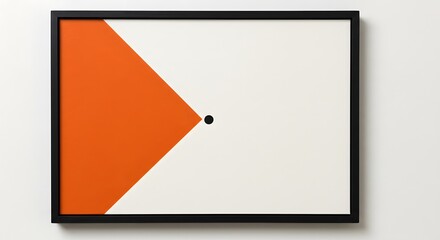 Aufkleber - Framed abstract art with orange triangle white background and black dot in the center of the artwork