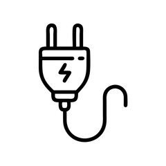 Poster - Illustration of an electrical plug with a lightning bolt symbol and a visible cable connection line