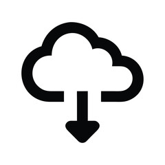 Poster - Cloud download icon simple black illustration