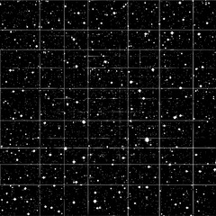 Poster - A black and white grid pattern filled with numerous white dots resembling stars in a night sky view