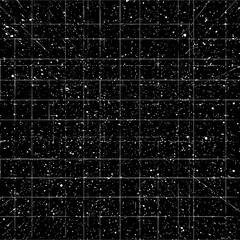 Leinwandbilder - Abstract black background with white specks and grid lines creating a perspective view looking into space